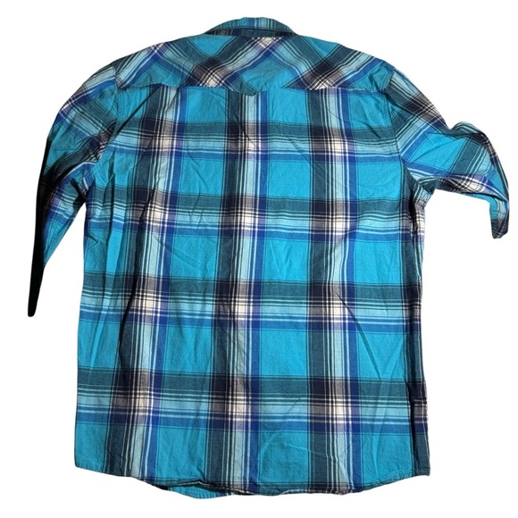 Ditch Plains Women’s Plaid Pearl Snap Western Shirt Blues Size XL - Picture 3 of 5